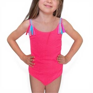 Beach Lingo One Piece Swimsuit Girls Pink Size 12 Tassel Strap